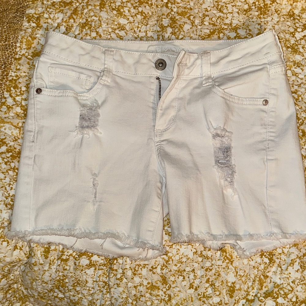 Arizona Jean Company White Ripped Jean Shorts